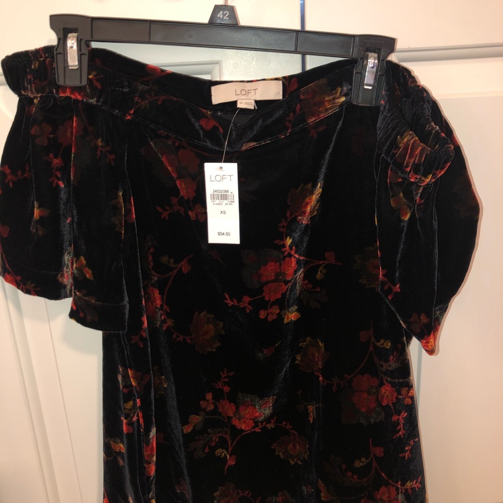 NWT Loft Velvet Off Shoulder Top